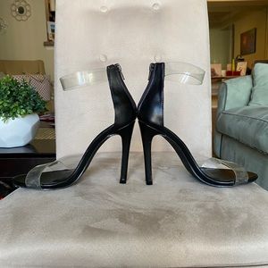 Black stilettos clear straps